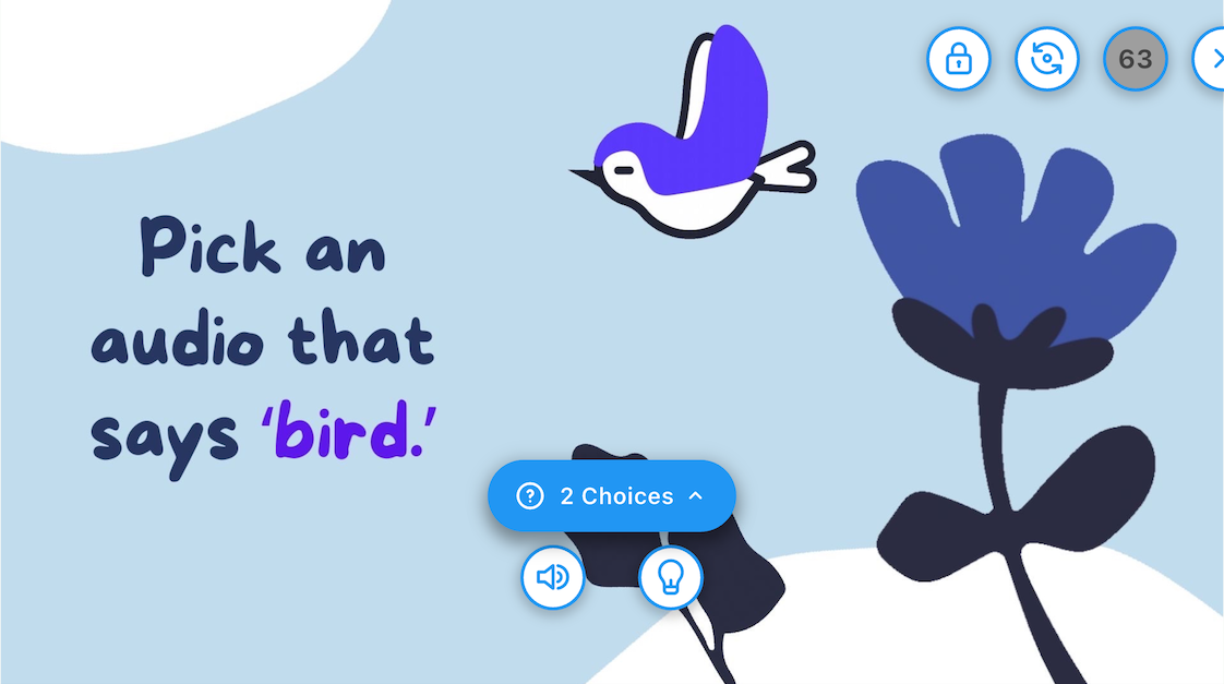 Audio Selection Feature - Students can choose audio clips as answers